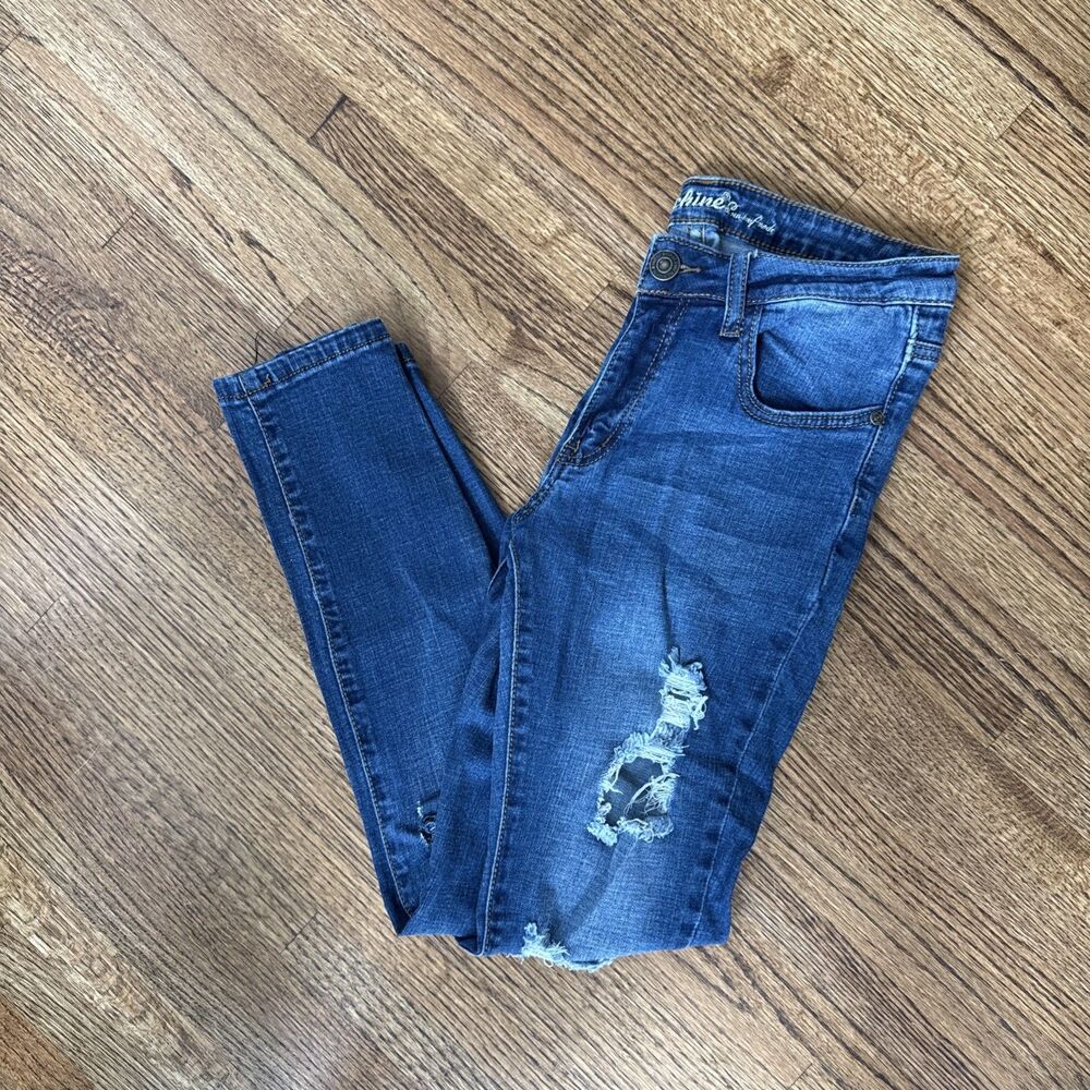 Machine Nouvelle Distressed Ripped Skinny Jeans Blue Size 7